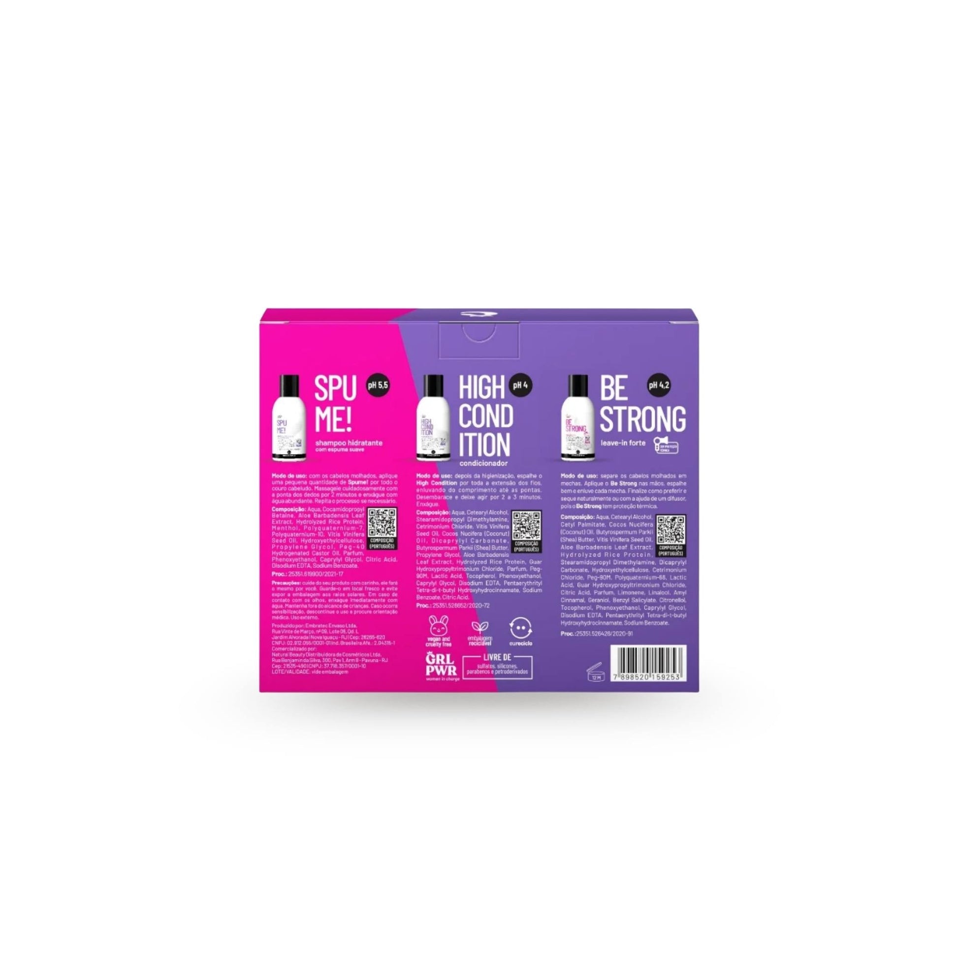 Mini Queridos Curly Care: Spume 100ml + High Condition 100ml + Be Strong 100ml