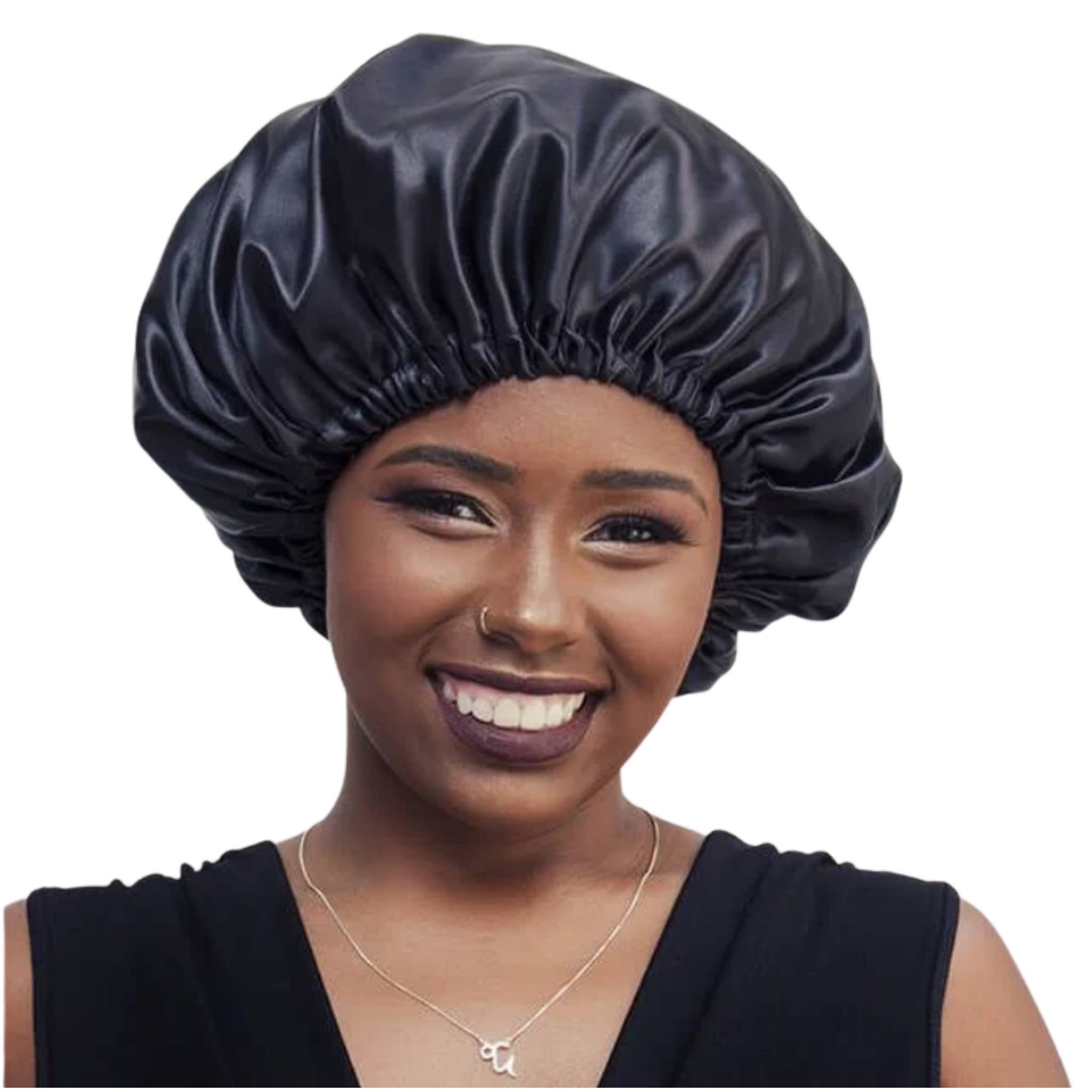 Touca de Cetim Dupla Camada Preta - Turban