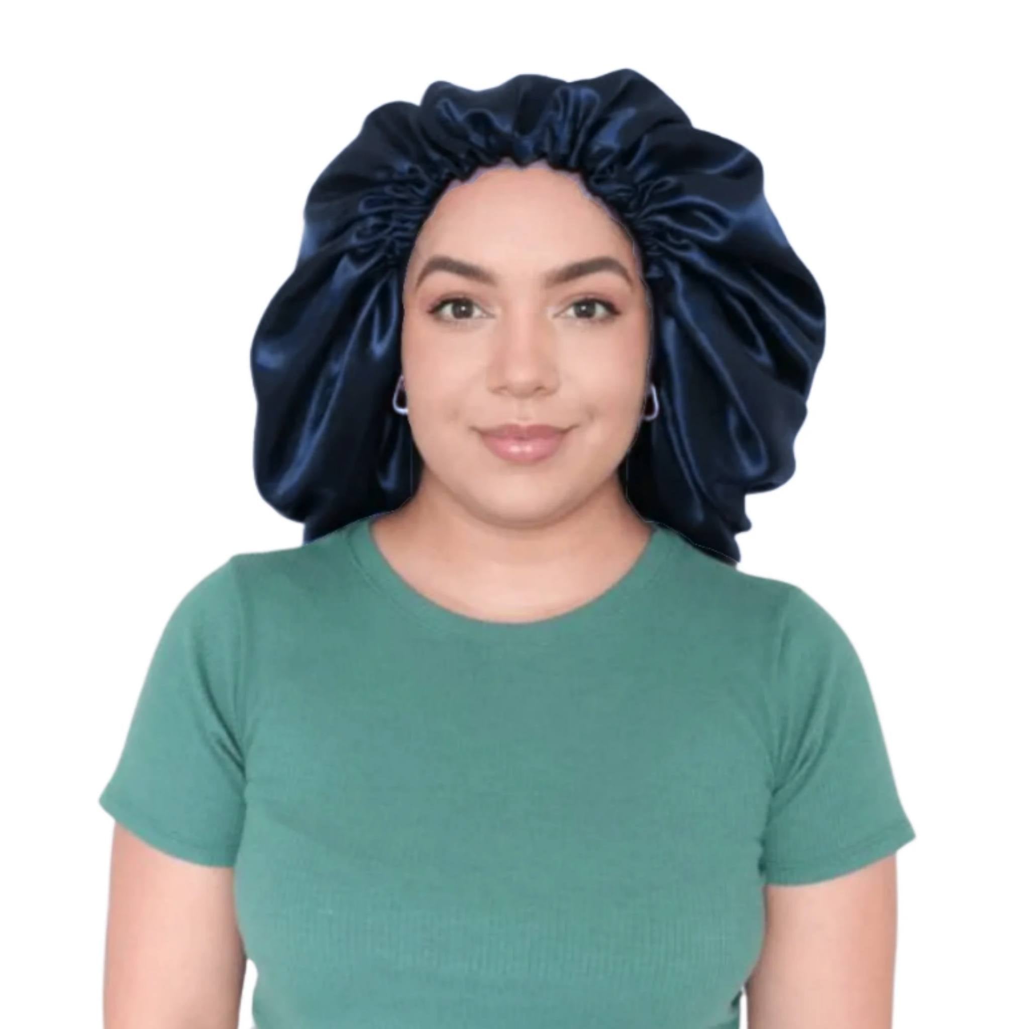 Touca de Cetim Maxi Dupla Camada Azul Marinho - Turban