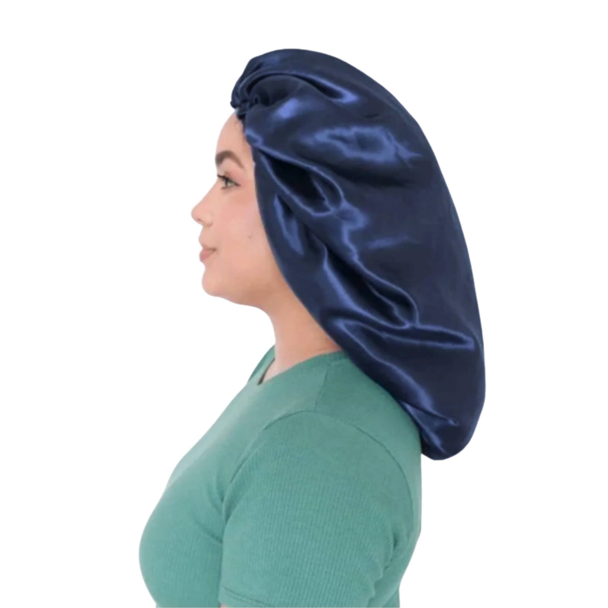 Touca de Cetim Maxi Dupla Camada Azul Marinho - Turban